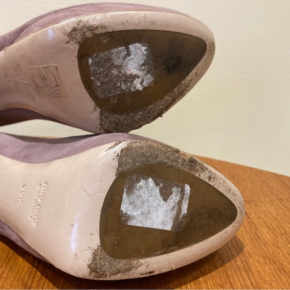 Miu miu pumps stacked heals 39.5 8.5 suede mauve stitch detail Leather soles - Picture 7 of 7